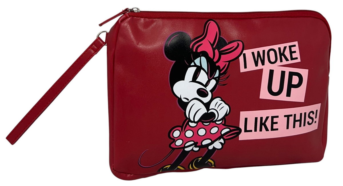 Beauty Case Minnie Mouse DISNEY Pochette in Ecopelle con Laccetto Organizer - D07714mc