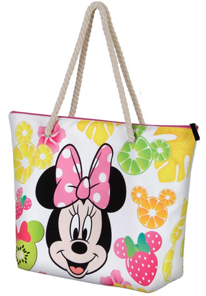 Borsa Mare Minnie Mouse DISNEY in Tessuto con Manici e Cerniera da Spiaggia - 07034