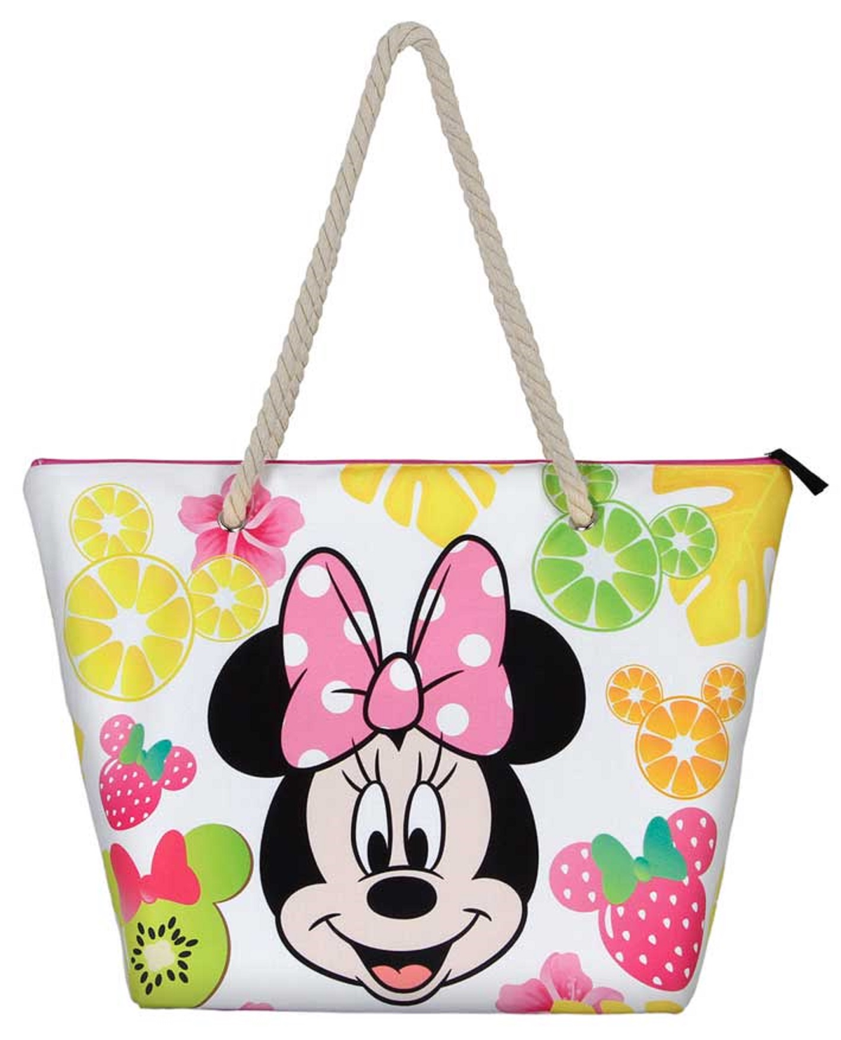 Borsa Mare Minnie Mouse DISNEY in Tessuto con Manici e Cerniera da Spiaggia - 07034