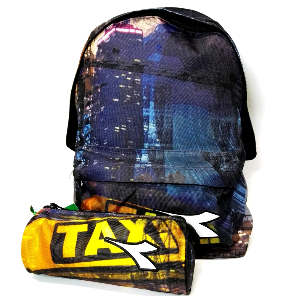 Zaino Diadora Fiori Americano Scuola + Tombolino Cm. 42x32x19 - 160160taxi