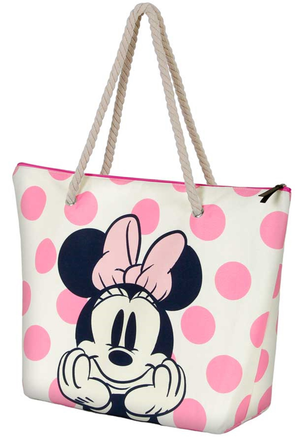 Borsa Mare Minnie Mouse DISNEY Vintage in Tessuto con Manici e Cerniera da Spiaggia - 07036