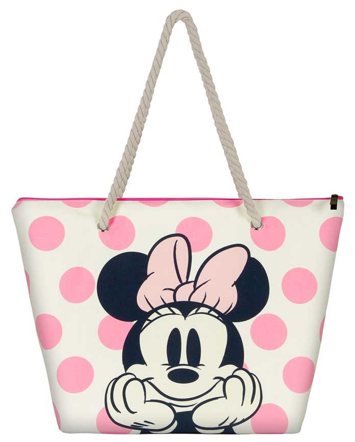 Borsa Mare Minnie Mouse DISNEY Vintage in Tessuto con Manici e Cerniera da Spiaggia - 07036