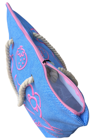 Borsa Mare Hello Kitty e My Melody in Tessuto con Manici e Cerniera da Spiaggia - 08661