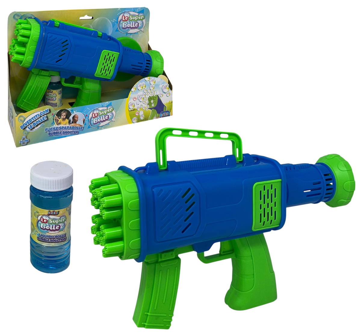 Pistola Sparabolle di Sapone a 24 Fori Blu Gioco per Bambini - Wnt0047