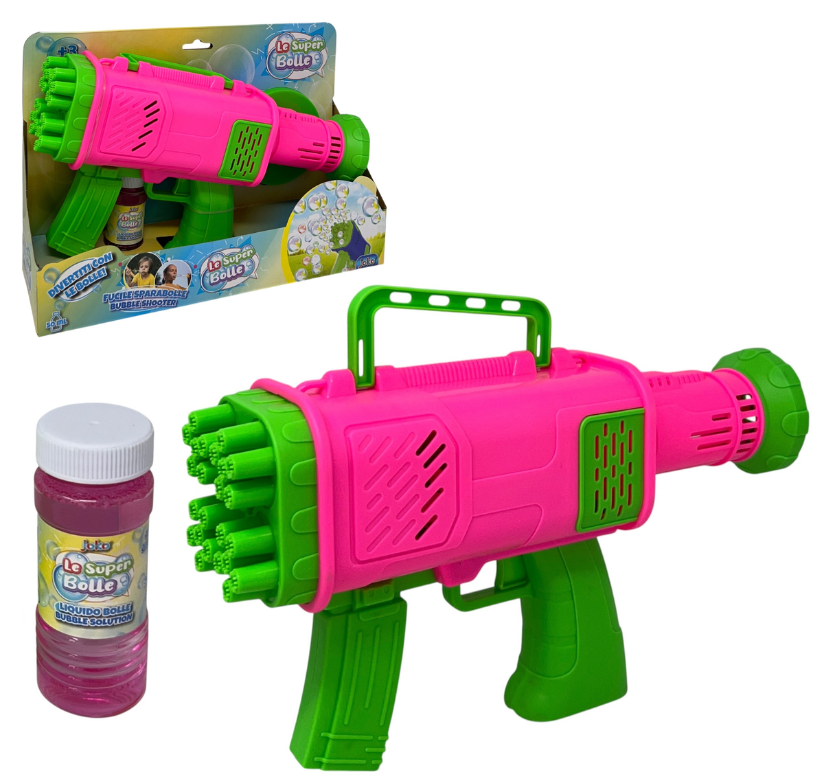 Pistola Sparabolle di Sapone a 24 Fori Fucsia Gioco per Bambini - Wnt0047