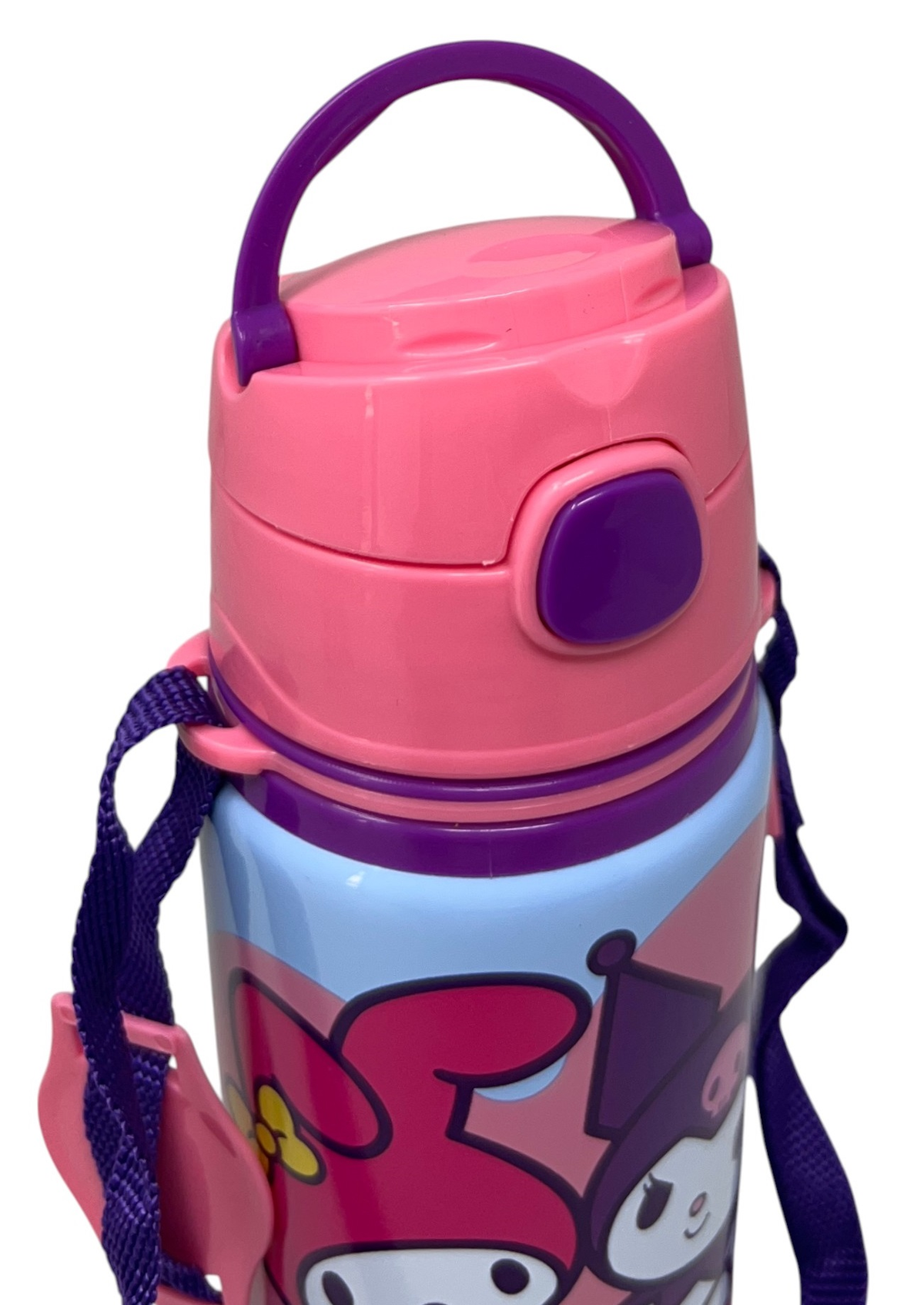 Borraccia in Alluminio con Cannuccia Hello Kitty 600 Ml Apertura Automatica con Tracolla- Hk50206