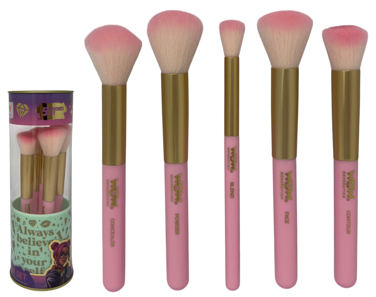 Set Pennelli per il Trucco 5 Pennelli con Contenitore in Silicone - Wow00152