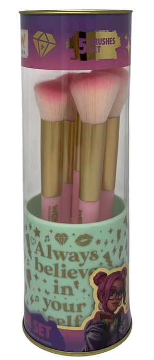 Set Pennelli per il Trucco 5 Pennelli con Contenitore in Silicone - Wow00152