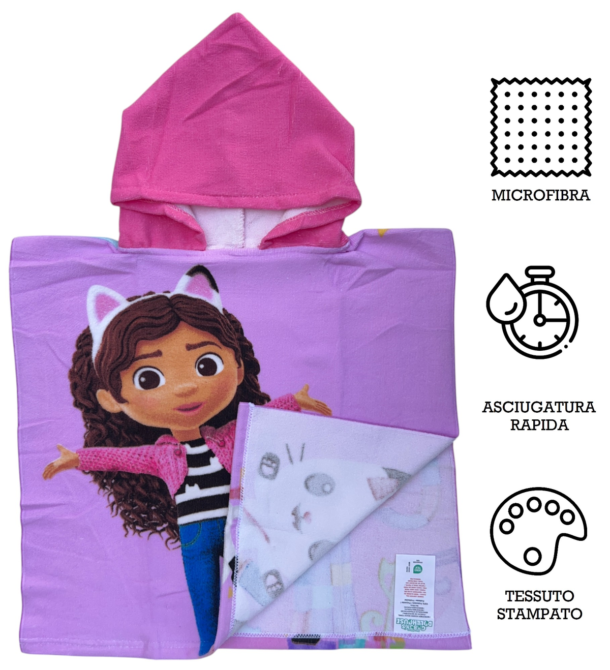 Poncho Mare Gabby's Dollhouse 100 X 50 CM Accappatoio per Bambini 100% Pl - Gab36-0427