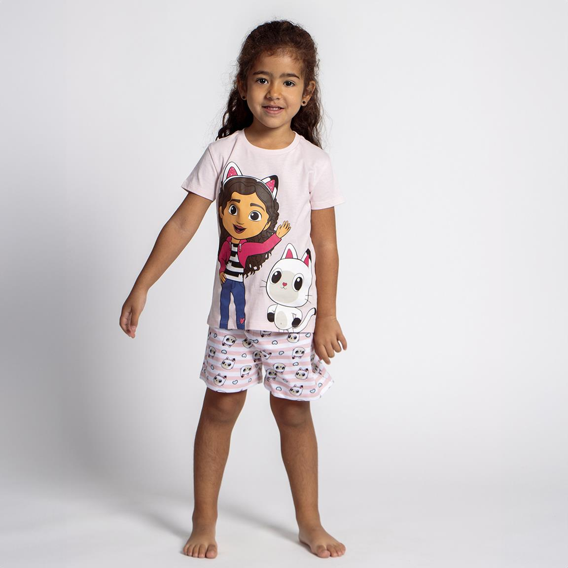 Pigiama Corto Estivo Gabby's Dollhouse T-Shirt e Pantaloncini Shorts in Cotone - 2062