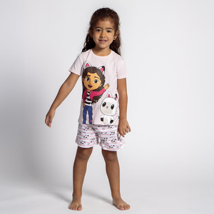 Pigiama Corto Estivo Gabby's Dollhouse T-Shirt e Pantaloncini Shorts in Cotone - 2062