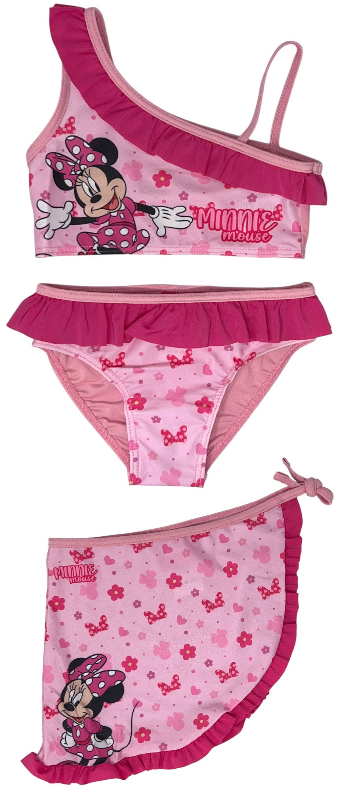 Costume con Pareo Minnie DISNEY Costume da Bagno Due Pezzi con Gonna Bambina - Min36-0587