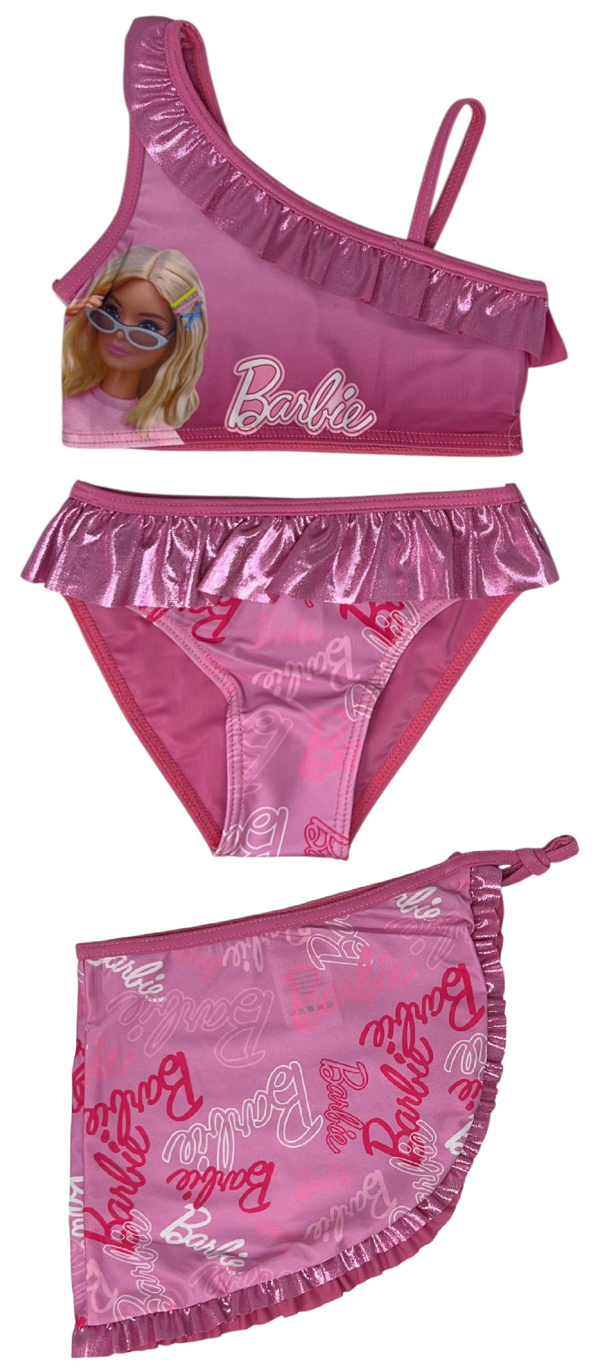 Costume con Pareo Barbie Costume da Bagno Due Pezzi con Gonna Bambina - Bar36-0591