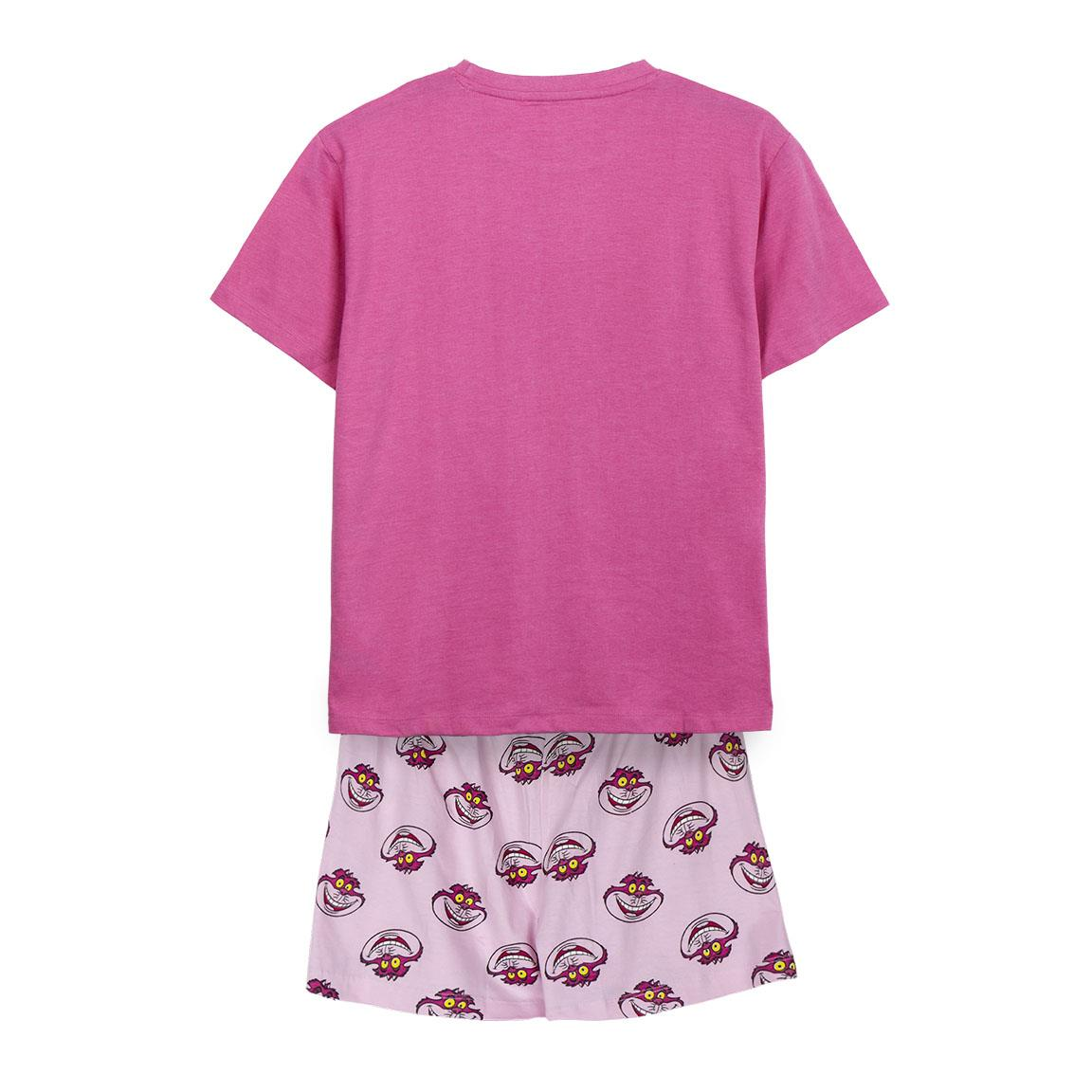 Pigiama Corto Estivo Stregatto Alice in Wonderland T-Shirt e Shorts Misto Cotone per Adulti - 2224
