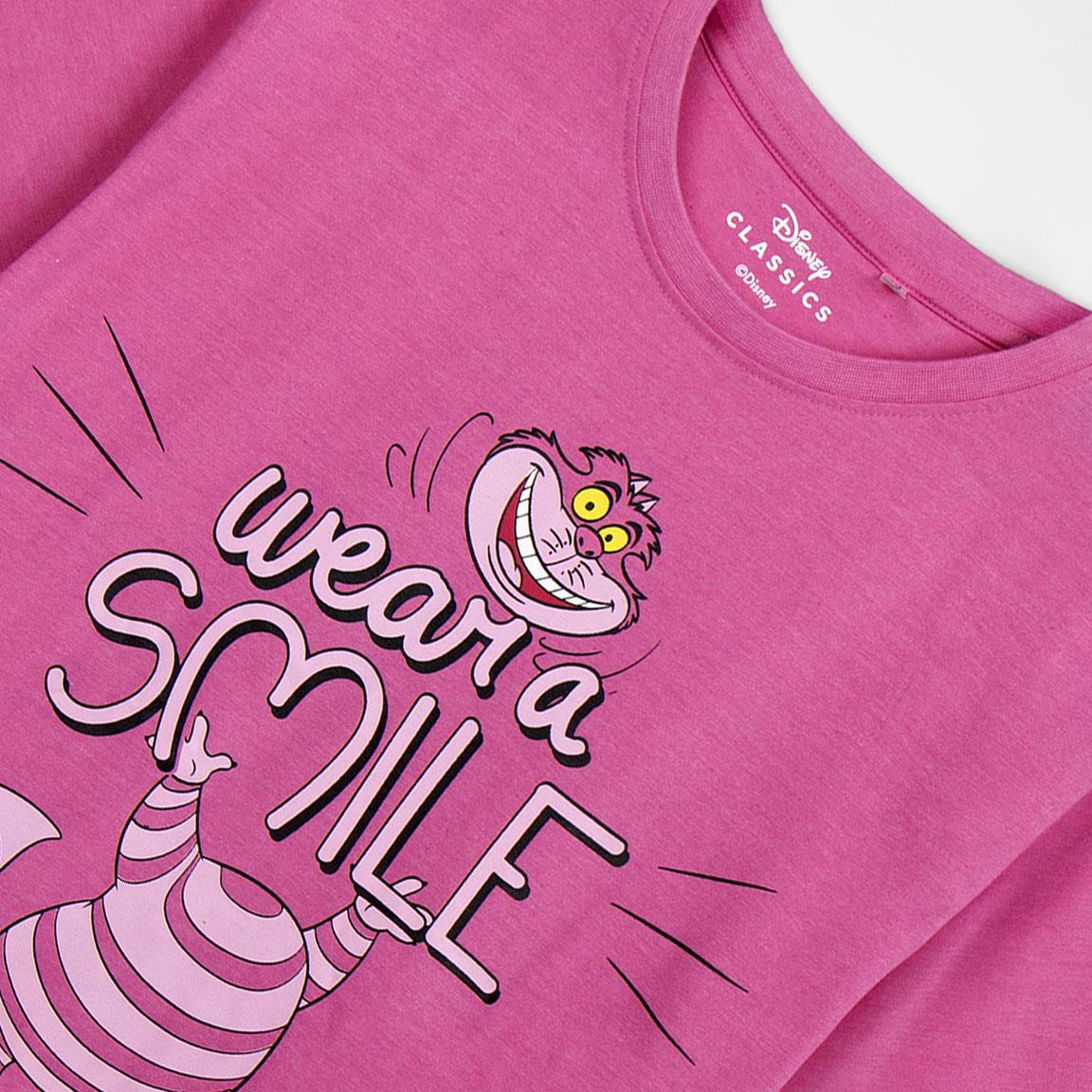 Pigiama Corto Estivo Stregatto Alice in Wonderland T-Shirt e Shorts Misto Cotone per Adulti - 2224