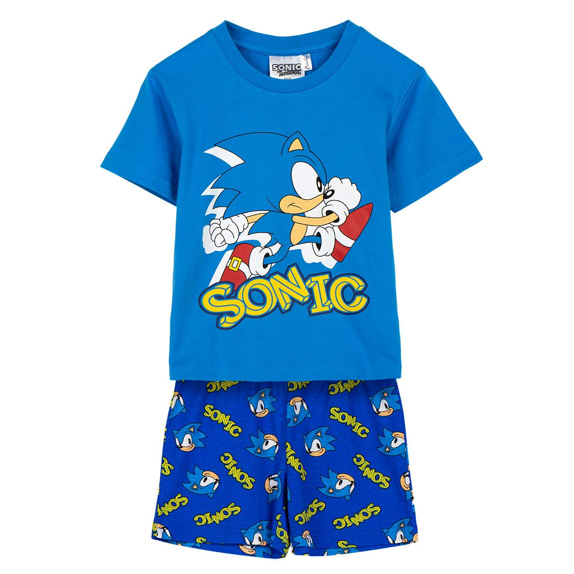 Pigiama Corto Estivo Sonic T-Shirt e Pantaloncini in Cotone per Bambini- 2651