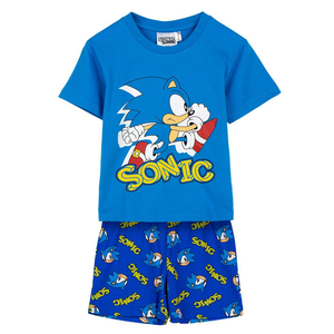 Pigiama Corto Estivo Sonic T-Shirt e Pantaloncini in Cotone per Bambini- 2651