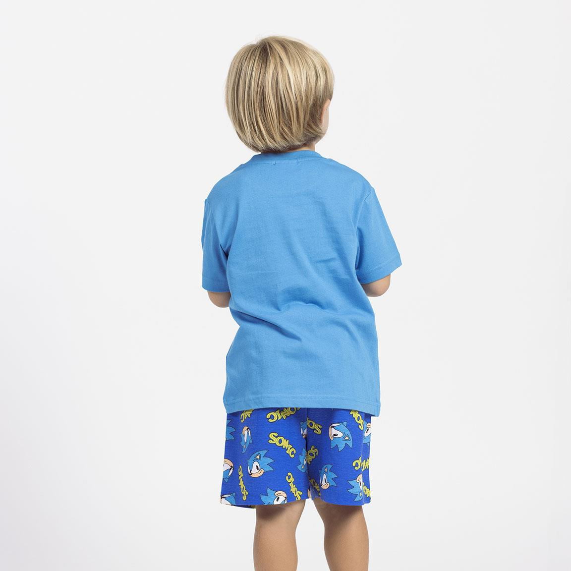 Pigiama Corto Estivo Sonic T-Shirt e Pantaloncini in Cotone per Bambini- 2651