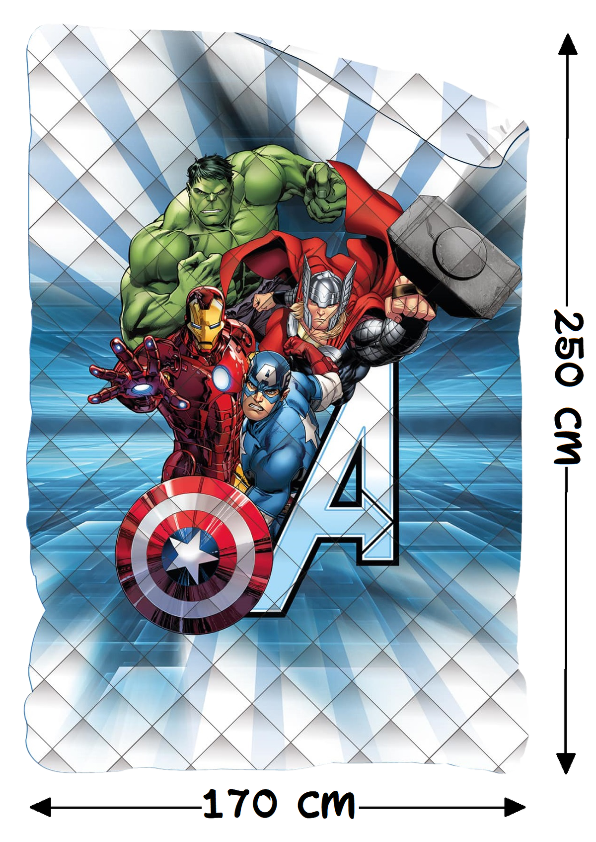 Trapuntino Doubleface Avengers MARVEL Coperta Copriletto Trapuntato 100 Gsm Letto Singolo 170x250 CM - Ave1761