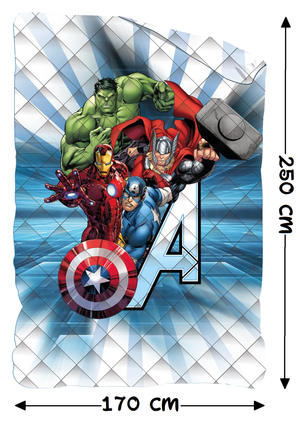 Trapuntino Doubleface Avengers MARVEL Coperta Copriletto Trapuntato 100 Gsm Letto Singolo 170x250 CM - Ave1761
