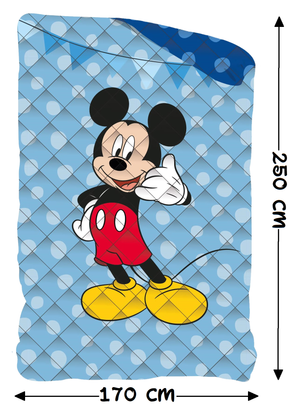 Trapuntino Doubleface Topolino DISNEY Coperta Copriletto Trapuntato 100 Gsm Letto Singolo 170x250 CM - Mic1769