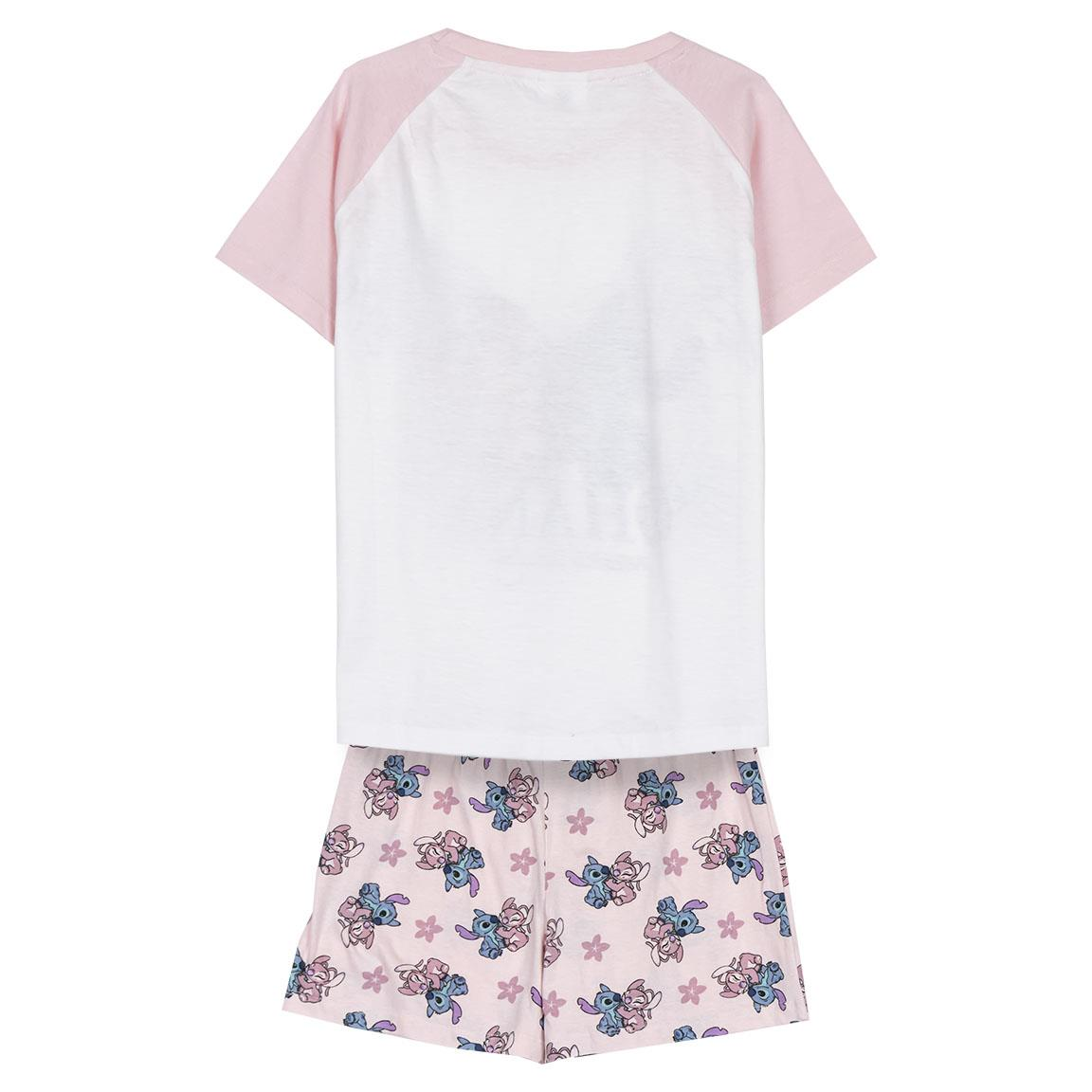 Pigiama Corto Estivo Stitch e Angel DISNEY T-Shirt e Pantaloncini Shorts in Cotone - 2137
