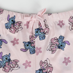 Pigiama Corto Estivo Stitch e Angel DISNEY T-Shirt e Pantaloncini Shorts in Cotone - 2137