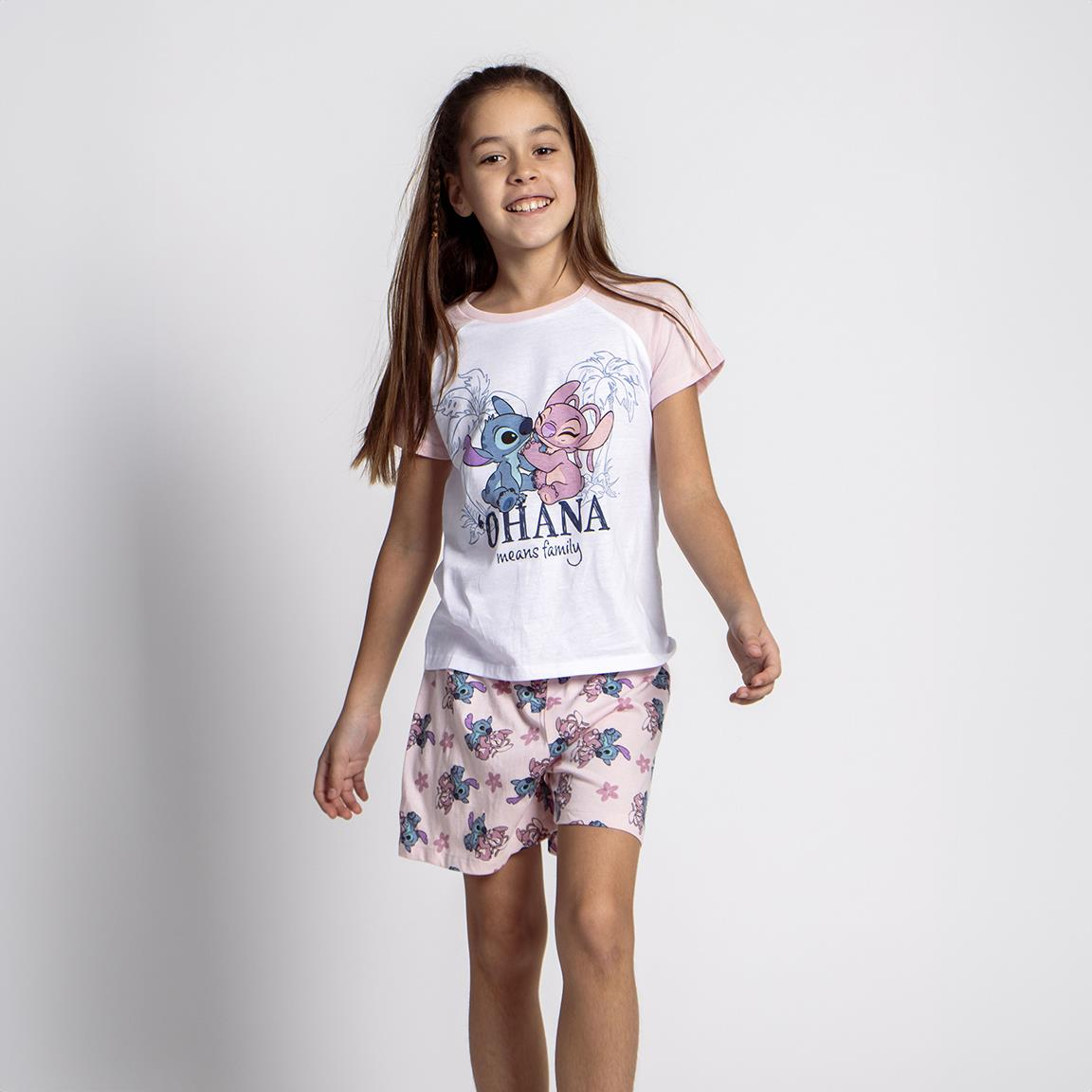 Pigiama Corto Estivo Stitch e Angel DISNEY T-Shirt e Pantaloncini Shorts in Cotone - 2137