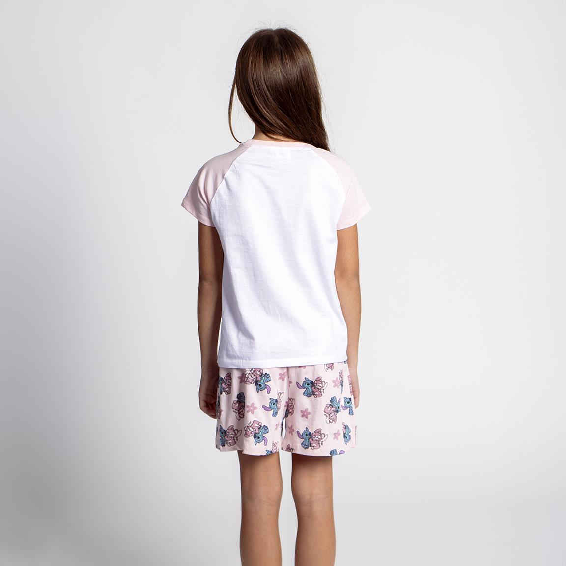 Pigiama Corto Estivo Stitch e Angel DISNEY T-Shirt e Pantaloncini Shorts in Cotone - 2137