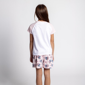 Pigiama Corto Estivo Stitch e Angel DISNEY T-Shirt e Pantaloncini Shorts in Cotone - 2137