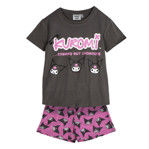 Pigiama Corto Estivo Kuromi Sanrio T-Shirt e Pantaloncini Shorts in Cotone - 2845