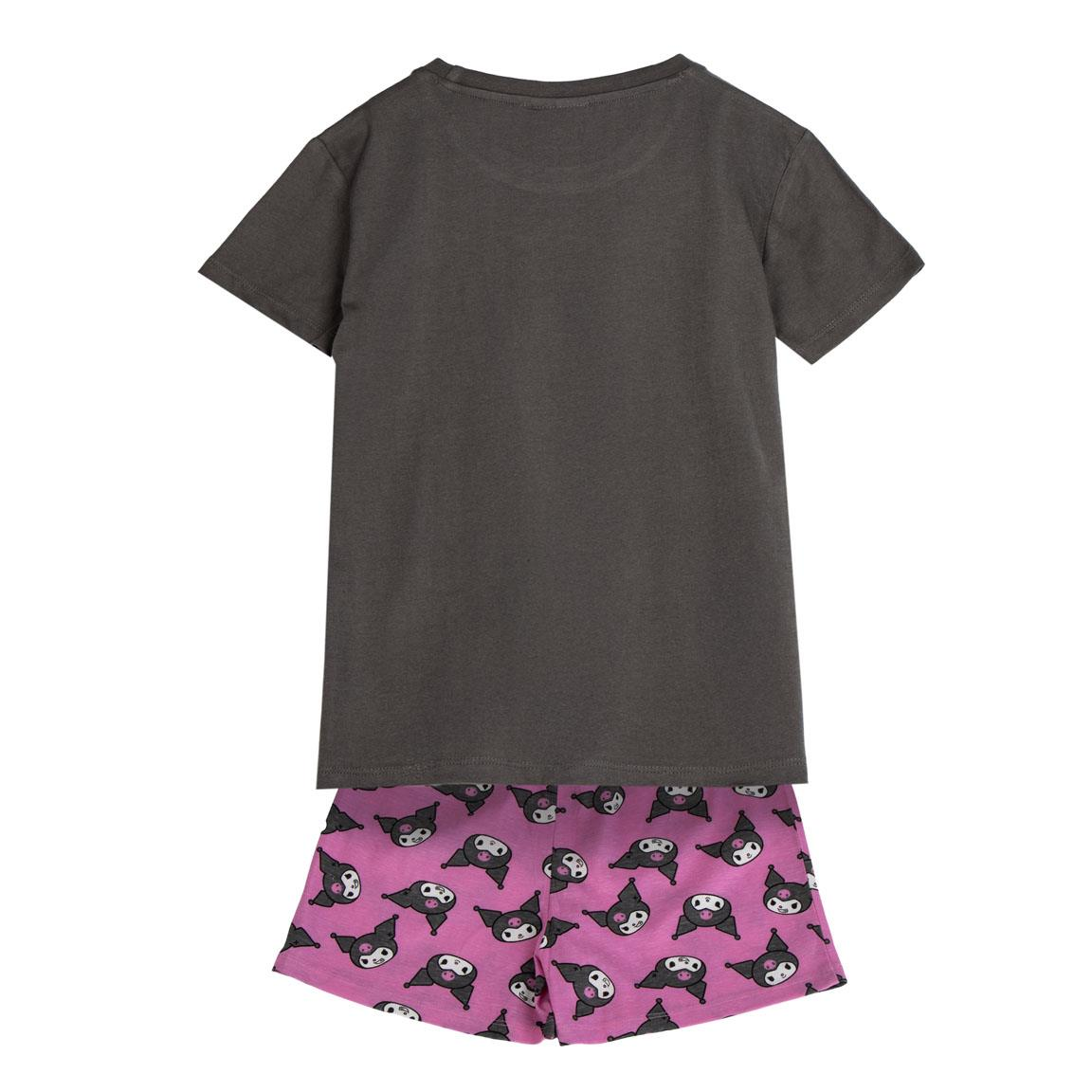 Pigiama Corto Estivo Kuromi Sanrio T-Shirt e Pantaloncini Shorts in Cotone - 2845