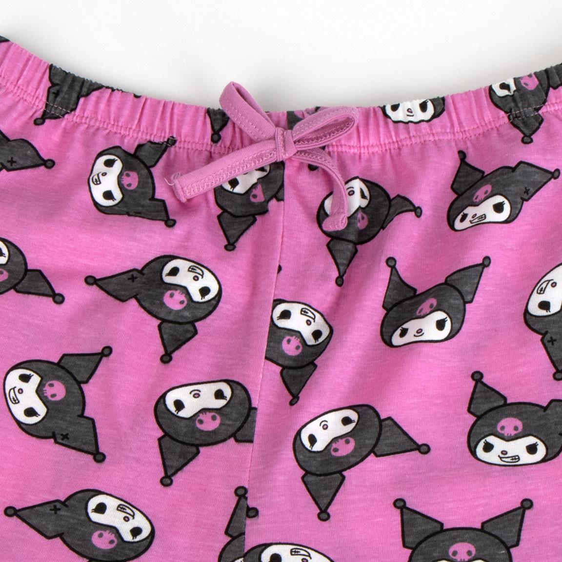Pigiama Corto Estivo Kuromi Sanrio T-Shirt e Pantaloncini Shorts in Cotone - 2845