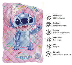 Trapuntino Doubleface Stitch e Angel DISNEY Coperta Copriletto Trapuntato 100 Gsm Letto Singolo 170x250 CM - Sti1785