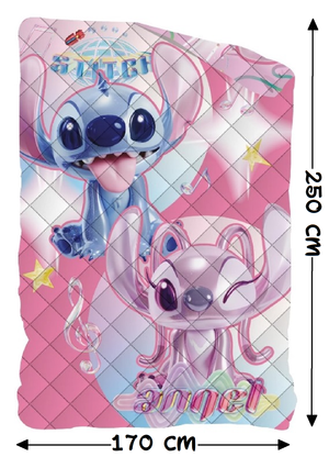 Trapuntino Doubleface Stitch e Angel DISNEY Coperta Copriletto Trapuntato 100 Gsm Letto Singolo 170x250 CM - Sti1785