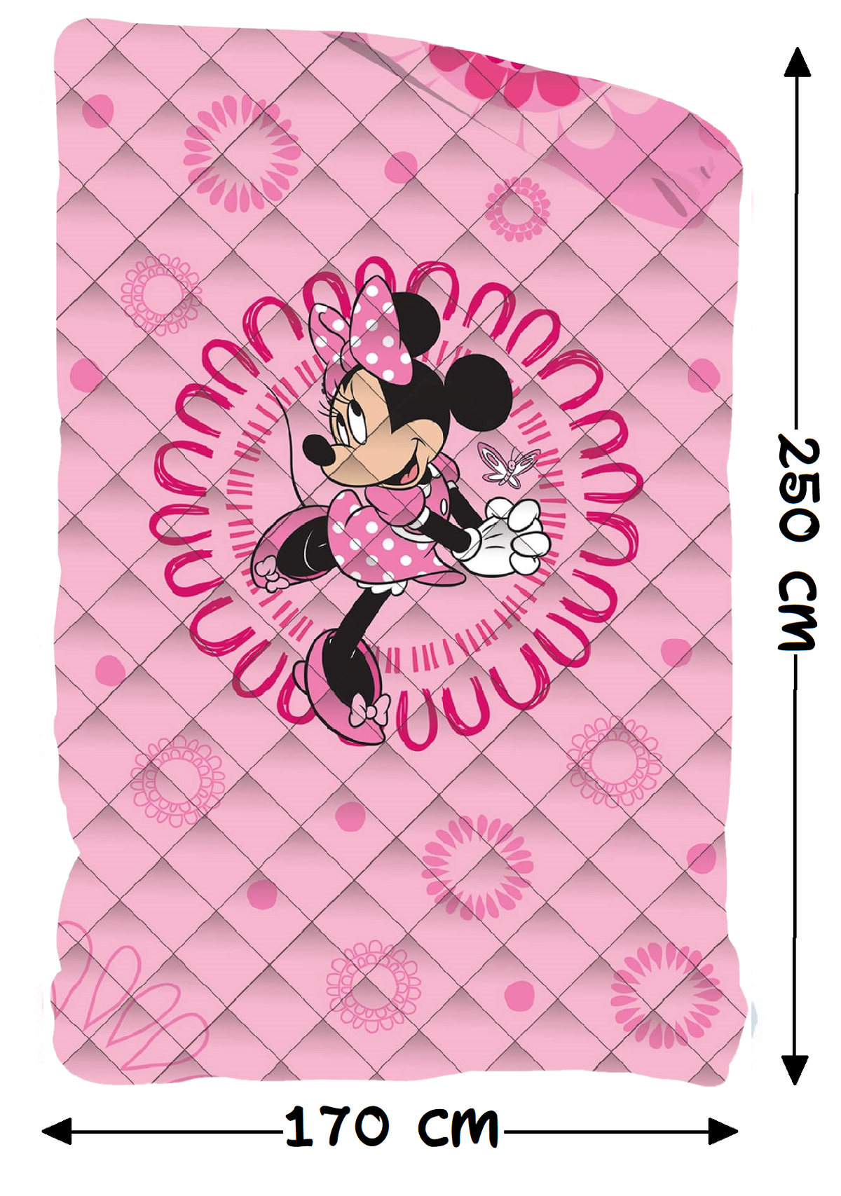Trapuntino Doubleface Minnie DISNEY Coperta Copriletto Trapuntato 100 Gsm Letto Singolo 170x250 CM - Min1770