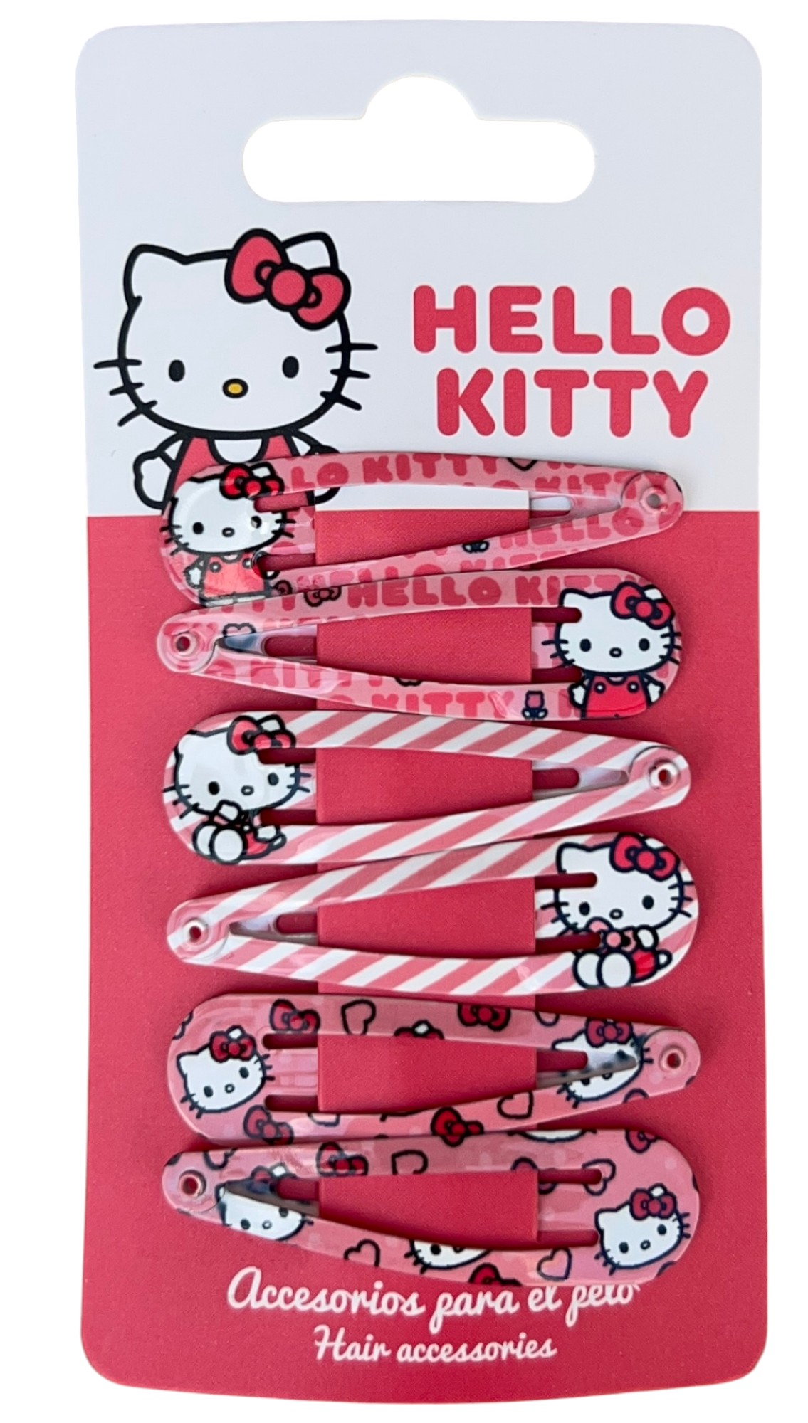 Set Mollette Hello Kitty Sanrio Modello Clic Clac 6 Pezzi Accessori per Capelli - 3220