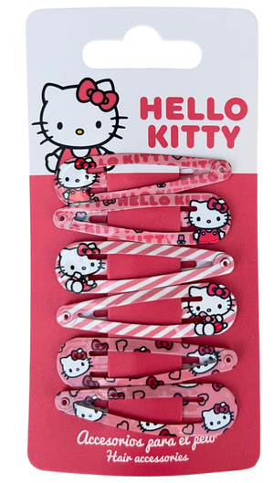 Set Mollette Hello Kitty Sanrio Modello Clic Clac 6 Pezzi Accessori per Capelli - 3220