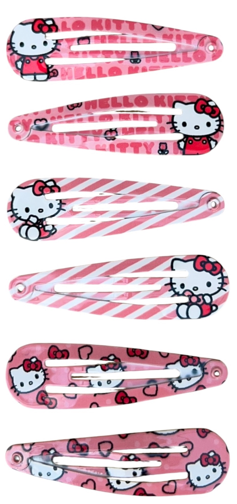 Set Mollette Hello Kitty Sanrio Modello Clic Clac 6 Pezzi Accessori per Capelli - 3220