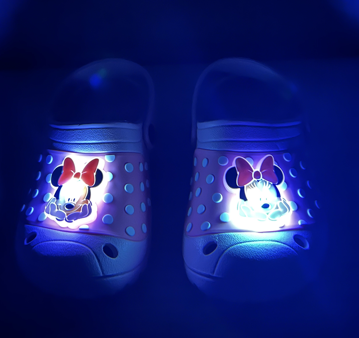 Ciabatte Luminose Minnie Mouse DISNEY Modello Crocs in Eva con Cinturino Bambina - 6810