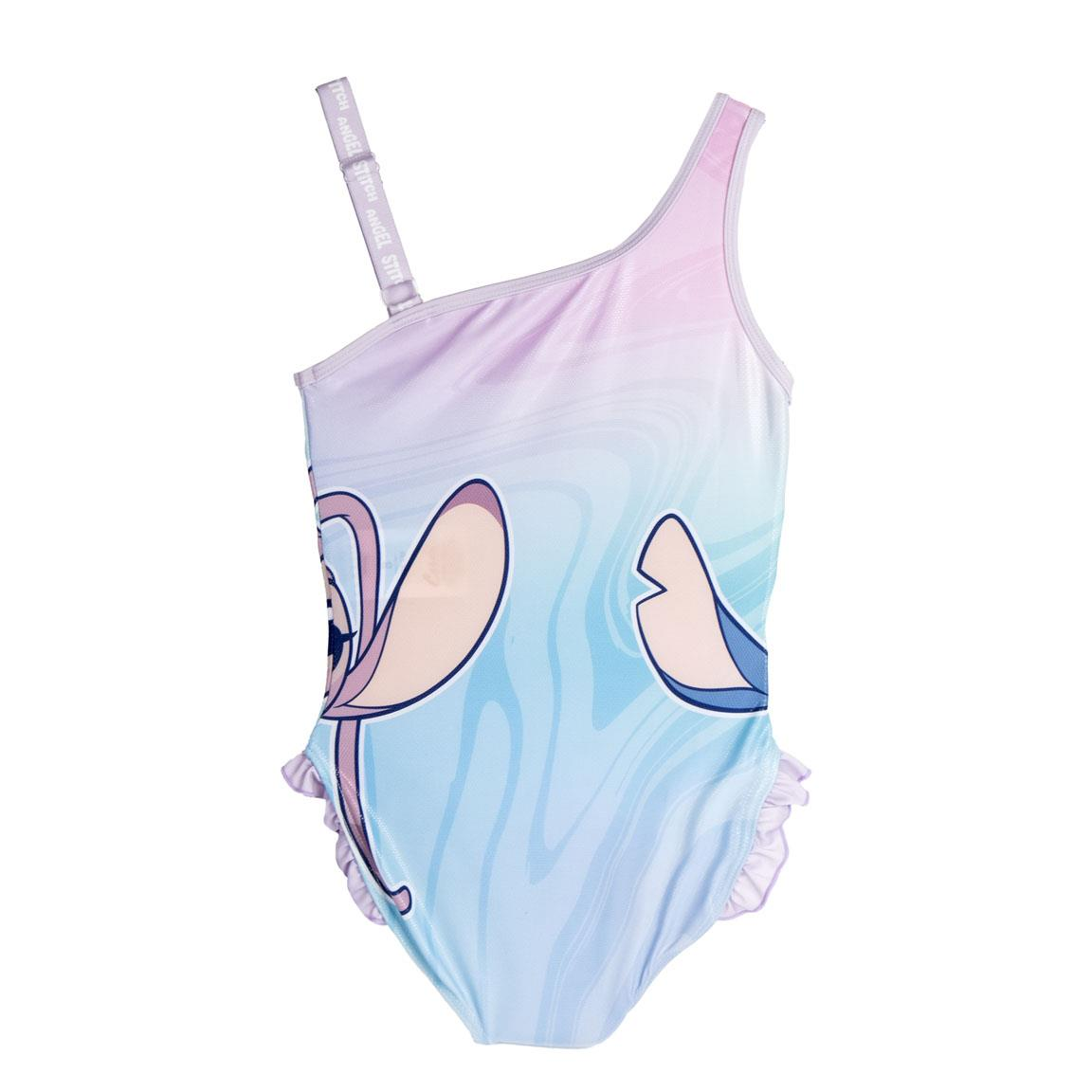 Costume da Bagno Stitch e Angel DISNEY Intero Mare Piscina per Bambine Elasticizzato con Rouches- 2578