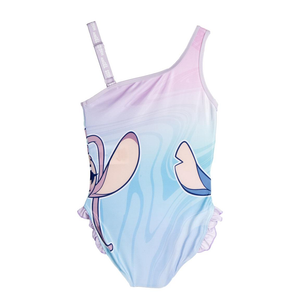 Costume da Bagno Stitch e Angel DISNEY Intero Mare Piscina per Bambine Elasticizzato con Rouches- 2578