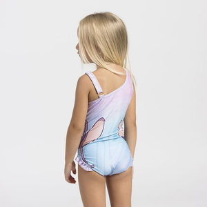 Costume da Bagno Stitch e Angel DISNEY Intero Mare Piscina per Bambine Elasticizzato con Rouches- 2578