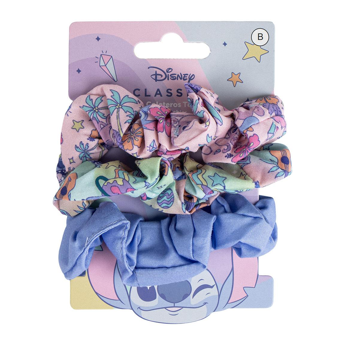 Scrunchies Stitch e Angel DISNEY Set 3 Pezzi Elastici Morbidi per Capelli- 3081