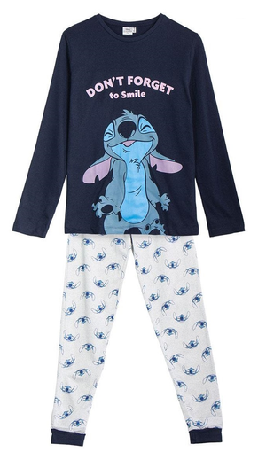 Pigiama Lungo Stitch DISNEY Maglia e Pantaloni in Misto Cotone Jersey Adulto - 2471