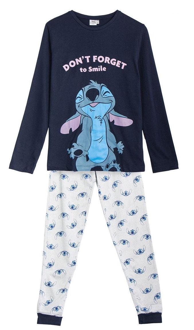 Pigiama Lungo Stitch DISNEY Maglia e Pantaloni in Misto Cotone Jersey Adulto - 2471