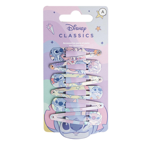 Set Mollette Stitch e Angel DISNEY Modello Clic Clac 6 Pezzi Accessori per Capelli - 3065
