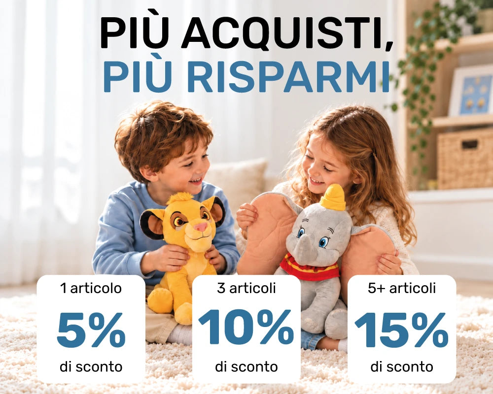 Più acquisti, più risparmi: 5% con 1 articolo, 10% con 3 articoli, 15% con 5 o più articoli
